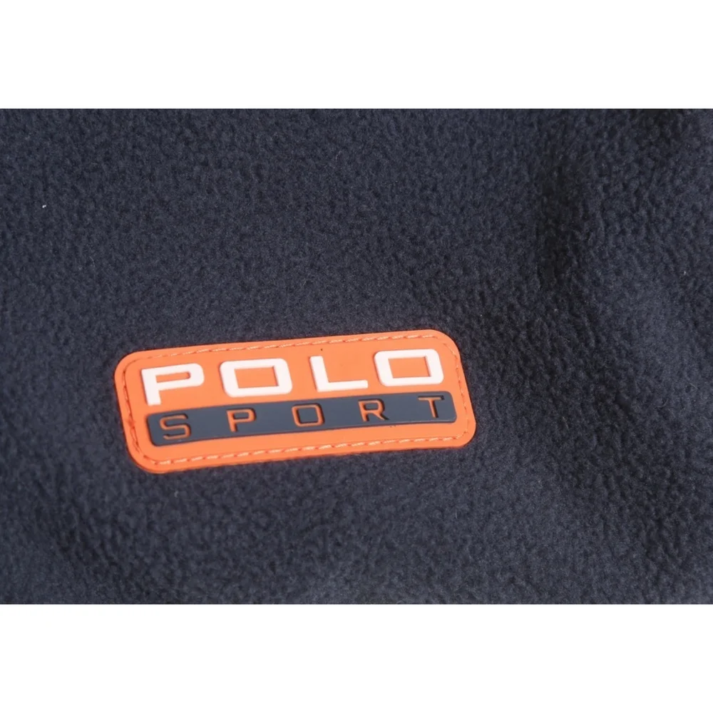 Ralph Lauren Boys 12-14 Polo Sport Navy Fleece Vest Gilet Orange Trim NWT